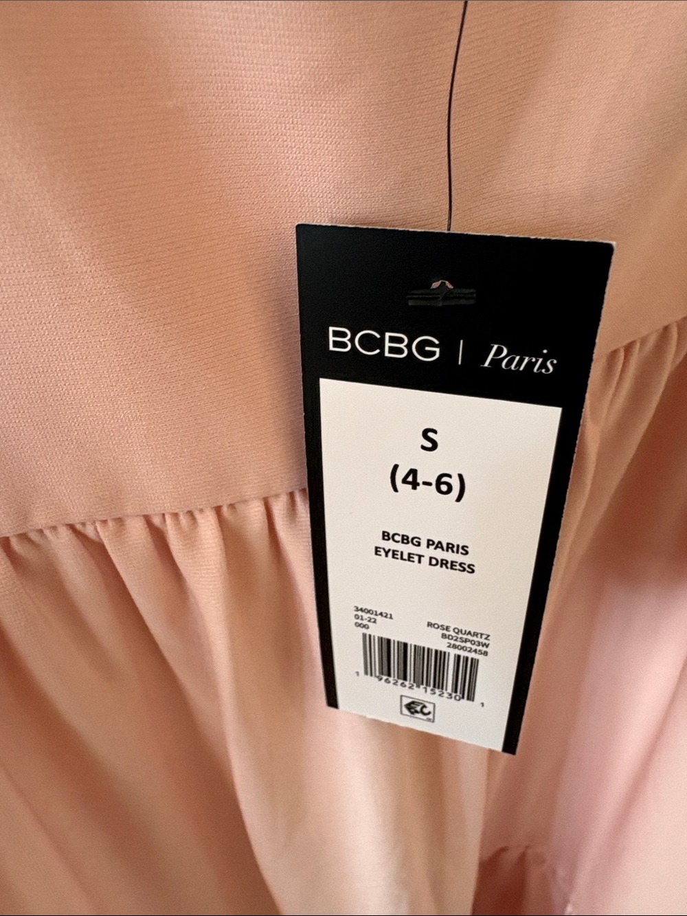 BCBG Paris Blush Pink Puff-Sleeve Tiered Dress - Picture 6 of 7